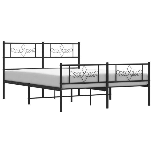 vidaXL Metal Bed Frame with Headboard and Footboard Black 53.1"x74.8" - Image 3