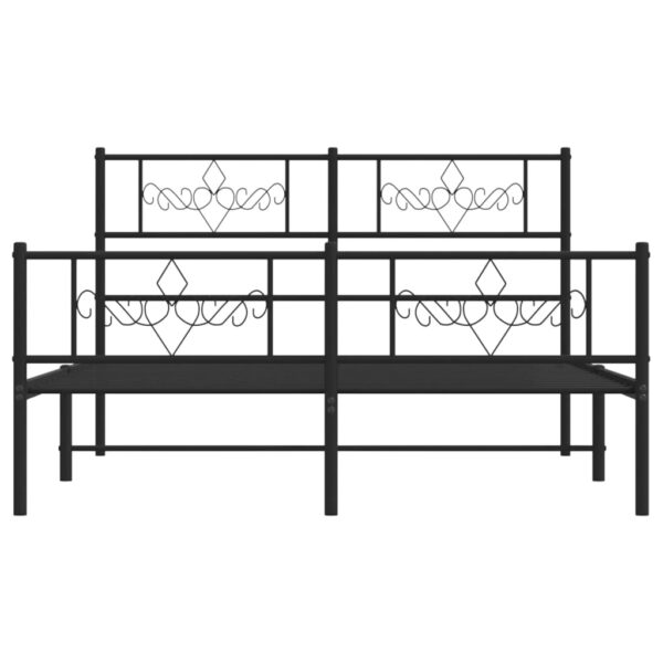 vidaXL Metal Bed Frame with Headboard and Footboard Black 53.1"x74.8" - Image 4