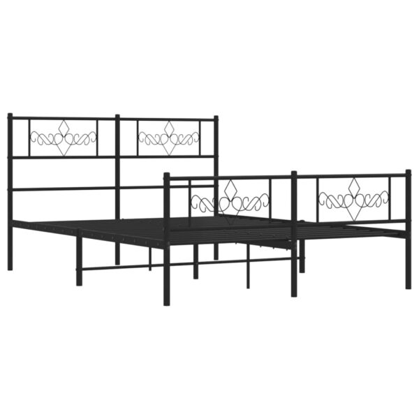 vidaXL Metal Bed Frame with Headboard and Footboard Black 53.1"x74.8" - Image 5