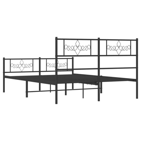 vidaXL Metal Bed Frame with Headboard and Footboard Black 53.1"x74.8" - Image 7