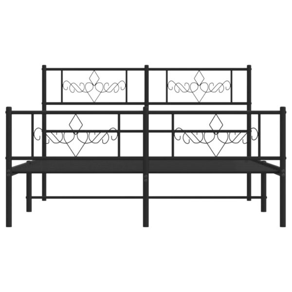 vidaXL Metal Bed Frame with Headboard and Footboard Black 59.1"x78.7" - Image 4