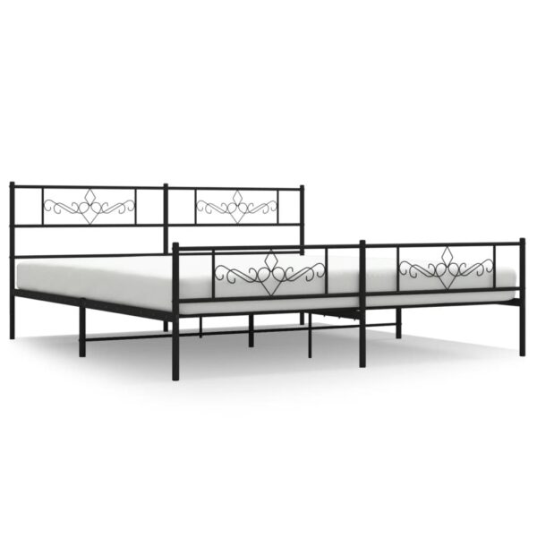 vidaXL Metal Bed Frame with Headboard&Footboard Black 72"x83.9" California King - Image 2