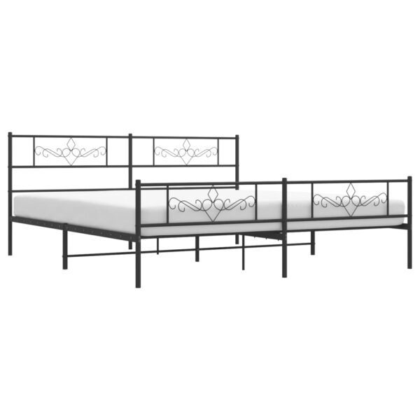 vidaXL Metal Bed Frame with Headboard&Footboard Black 72"x83.9" California King - Image 3