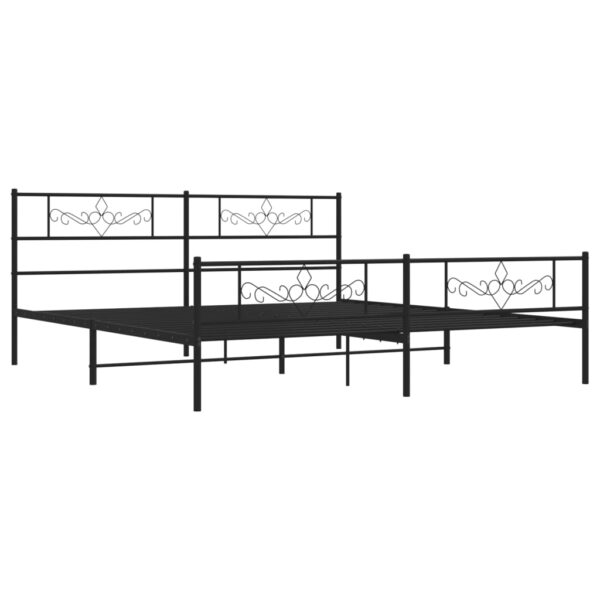 vidaXL Metal Bed Frame with Headboard&Footboard Black 72"x83.9" California King - Image 5