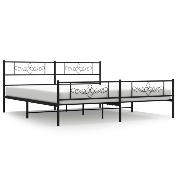 vidaXL Metal Bed Frame with Headboard and Footboard Black 76"x79.9" King - Image 2