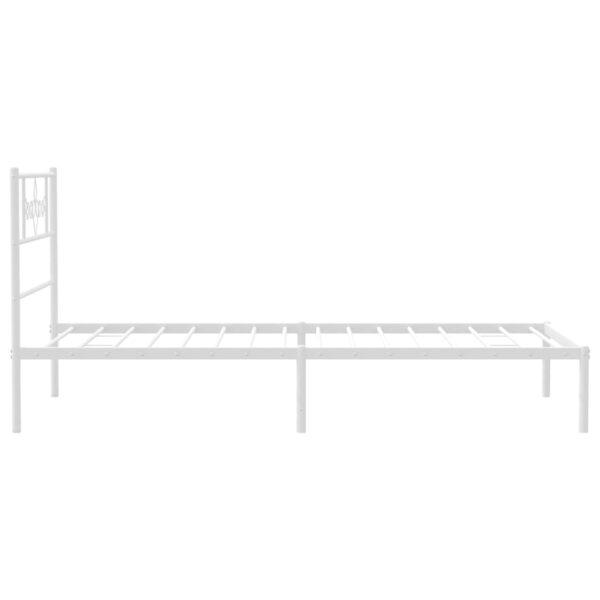 vidaXL Metal Bed Frame with Headboard White 39.4"x74.8" Twin - Image 6