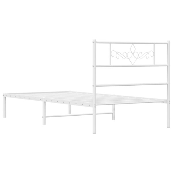 vidaXL Metal Bed Frame with Headboard White 39.4"x74.8" Twin - Image 7