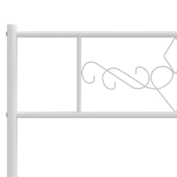 vidaXL Metal Bed Frame with Headboard White 53.1"x74.8" - Image 8