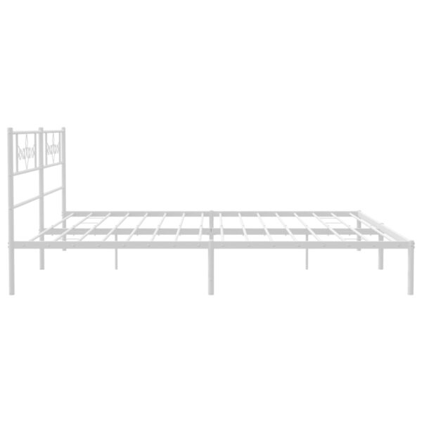 vidaXL Metal Bed Frame with Headboard White 72"x83.9" California King - Image 6