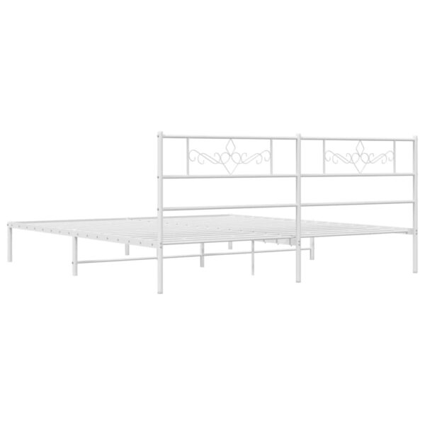 vidaXL Metal Bed Frame with Headboard White 72"x83.9" California King - Image 7