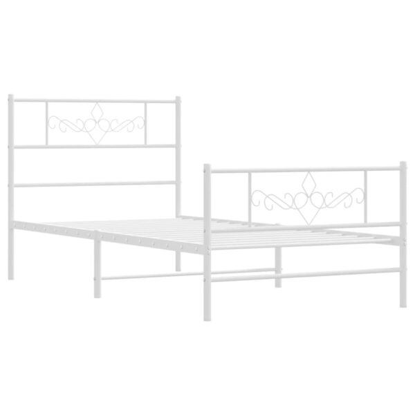 vidaXL Metal Bed Frame with Headboard and Footboard White 39.4"x74.8" Twin - Image 5