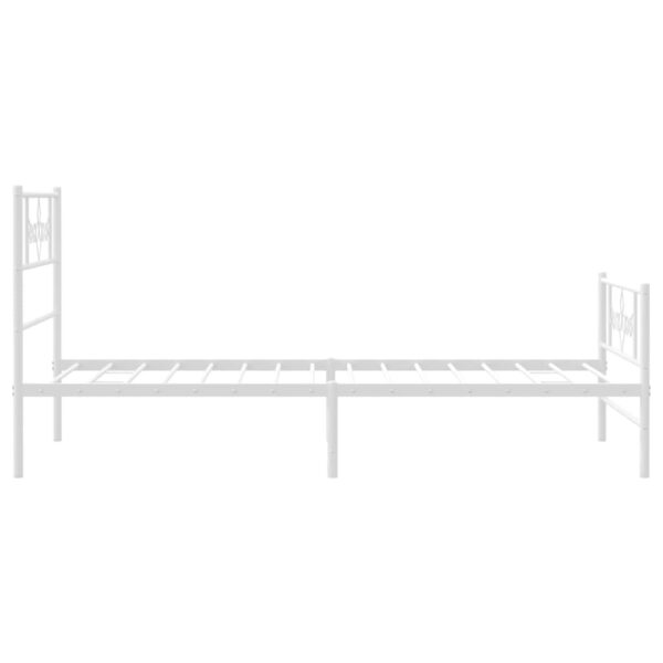 vidaXL Metal Bed Frame with Headboard and Footboard White 39.4"x74.8" Twin - Image 6