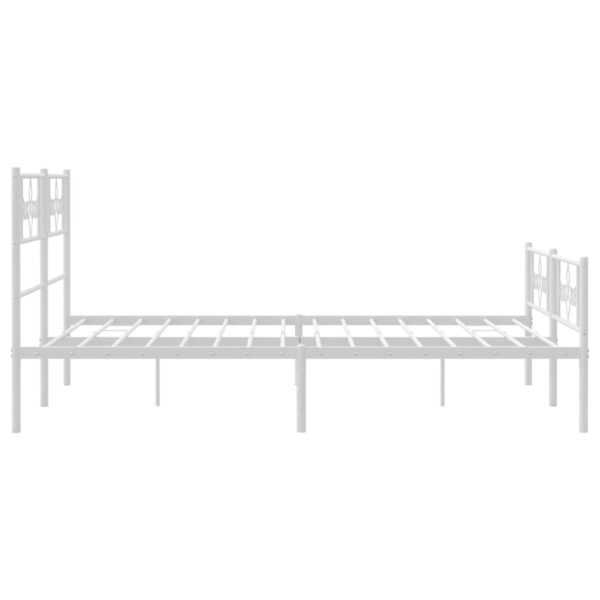 vidaXL Metal Bed Frame with Headboard and Footboard White 53.1"x74.8" - Image 6