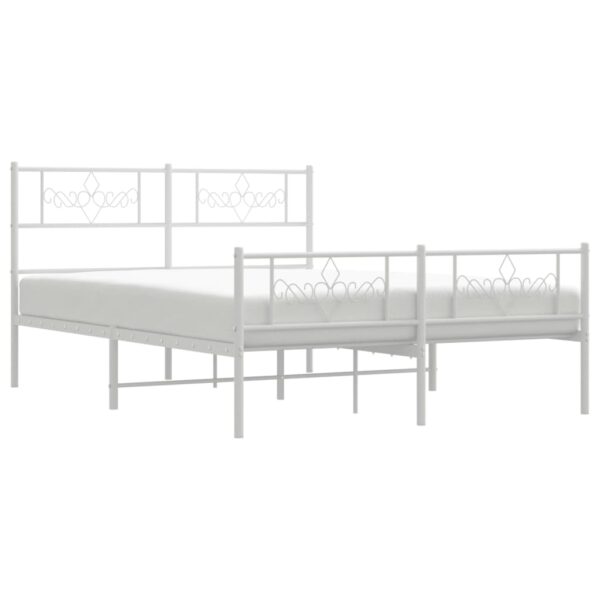 vidaXL Metal Bed Frame with Headboard and Footboard White 59.1"x78.7" - Image 3