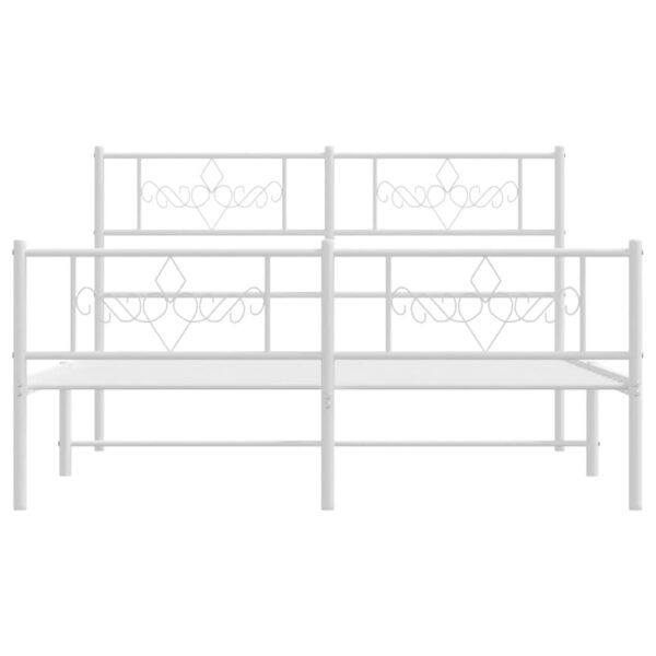 vidaXL Metal Bed Frame with Headboard and Footboard White 59.1"x78.7" - Image 4