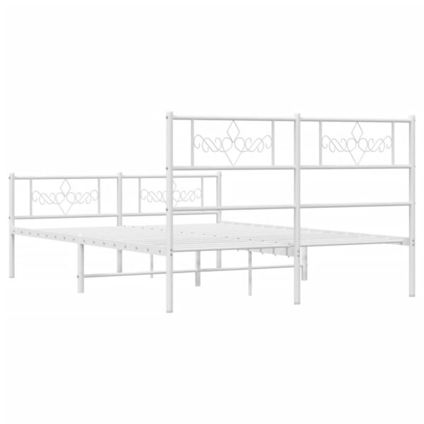 vidaXL Metal Bed Frame with Headboard and Footboard White 59.1"x78.7" - Image 7