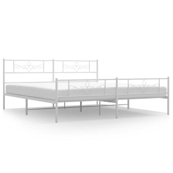 vidaXL Metal Bed Frame with Headboard&Footboard White 72"x83.9" California King - Image 2