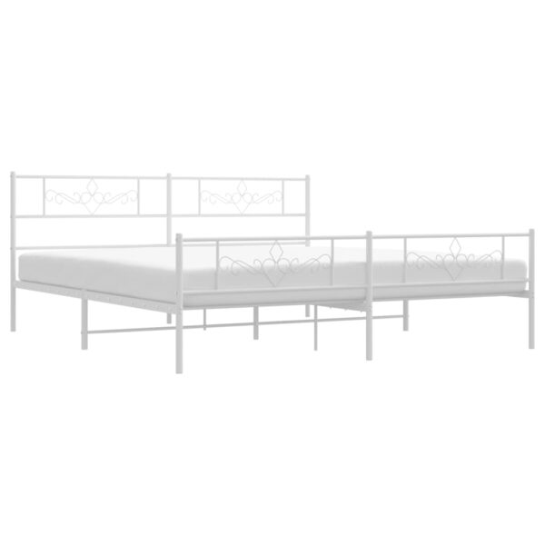 vidaXL Metal Bed Frame with Headboard&Footboard White 72"x83.9" California King - Image 3