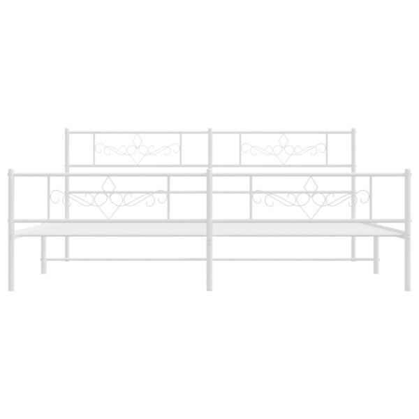 vidaXL Metal Bed Frame with Headboard&Footboard White 72"x83.9" California King - Image 4