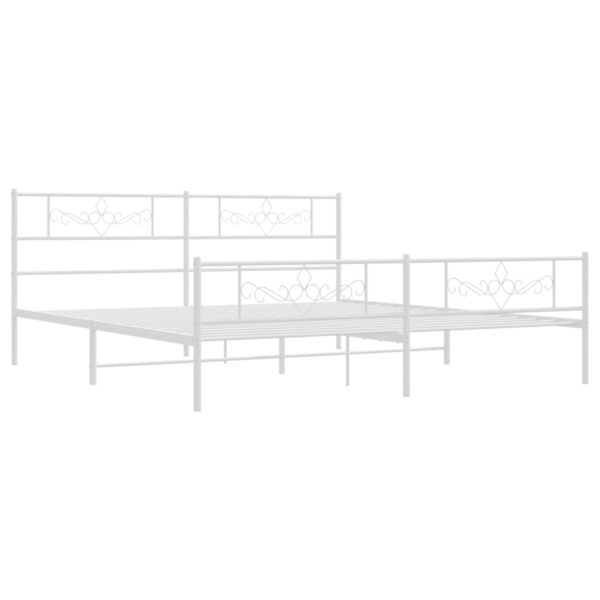 vidaXL Metal Bed Frame with Headboard&Footboard White 72"x83.9" California King - Image 5