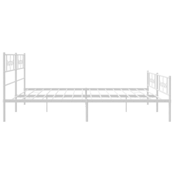 vidaXL Metal Bed Frame with Headboard&Footboard White 72"x83.9" California King - Image 6