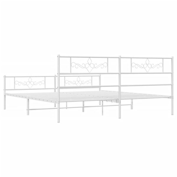 vidaXL Metal Bed Frame with Headboard&Footboard White 72"x83.9" California King - Image 7