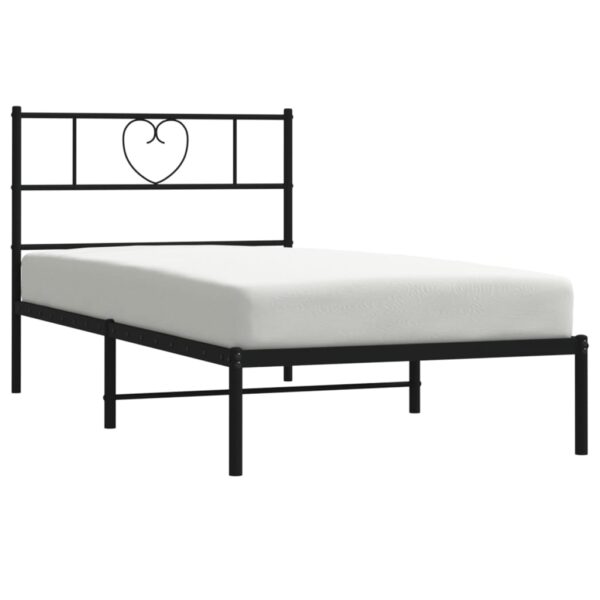 vidaXL Metal Bed Frame with Headboard Black 39.4"x74.8" Twin - Image 3