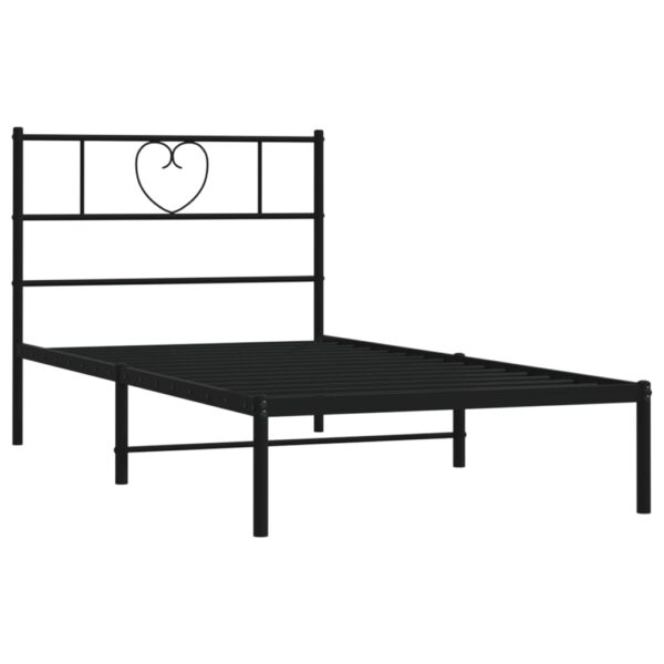 vidaXL Metal Bed Frame with Headboard Black 39.4"x74.8" Twin - Image 4