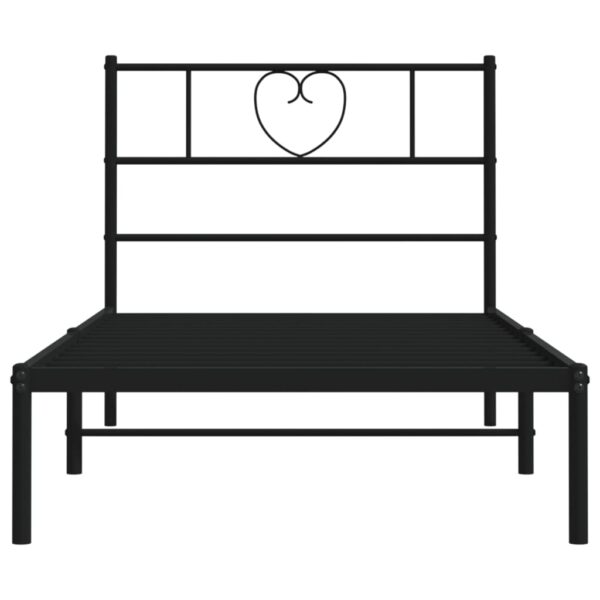 vidaXL Metal Bed Frame with Headboard Black 39.4"x74.8" Twin - Image 5