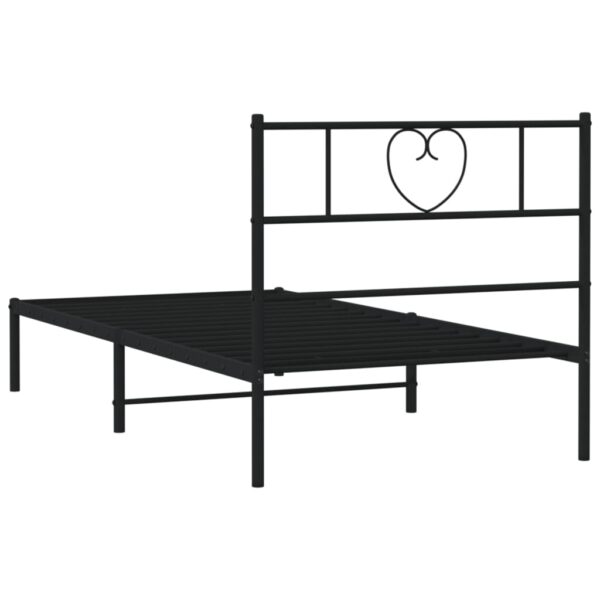 vidaXL Metal Bed Frame with Headboard Black 39.4"x74.8" Twin - Image 7