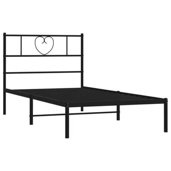 vidaXL Metal Bed Frame with Headboard Black 39.4"x78.7" - Image 4