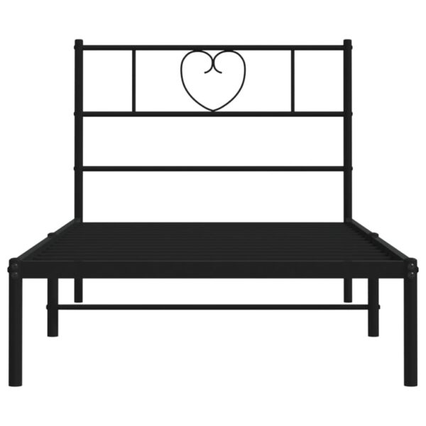 vidaXL Metal Bed Frame with Headboard Black 39.4"x78.7" - Image 5