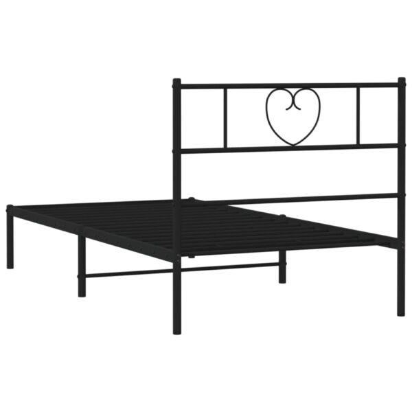 vidaXL Metal Bed Frame with Headboard Black 39.4"x78.7" - Image 7