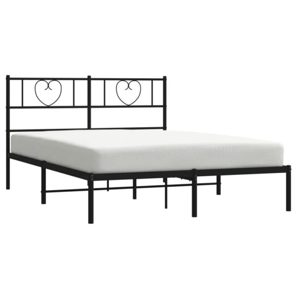 vidaXL Metal Bed Frame with Headboard Black 53.1"x74.8" - Image 3