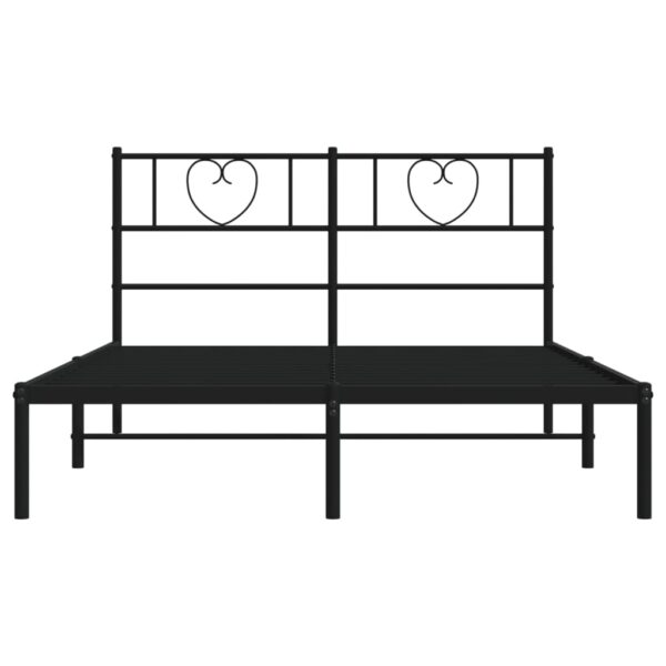 vidaXL Metal Bed Frame with Headboard Black 53.1"x74.8" - Image 5