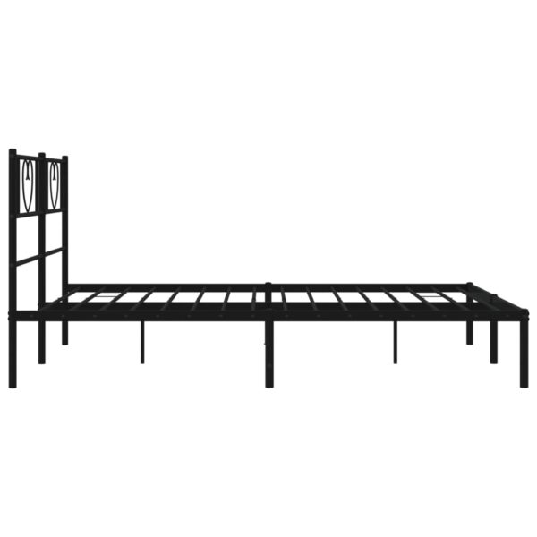 vidaXL Metal Bed Frame with Headboard Black 53.1"x74.8" - Image 6