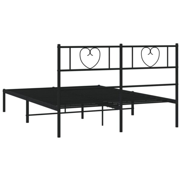 vidaXL Metal Bed Frame with Headboard Black 53.1"x74.8" - Image 7