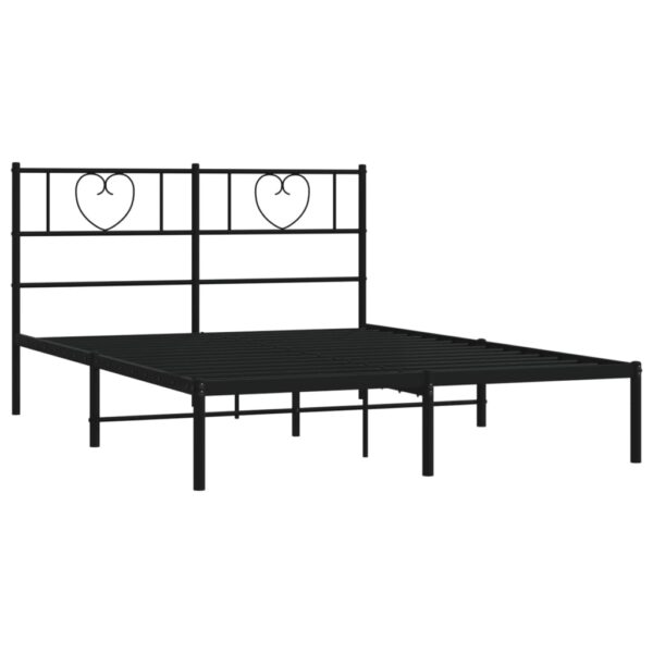 vidaXL Metal Bed Frame with Headboard Black 59.1"x78.7" - Image 4