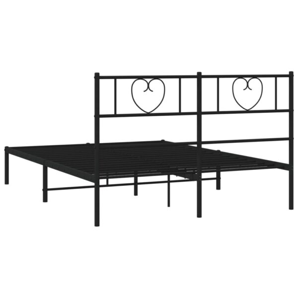 vidaXL Metal Bed Frame with Headboard Black 59.1"x78.7" - Image 7