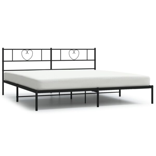 vidaXL Metal Bed Frame with Headboard Black 72"x83.9" California King - Image 2