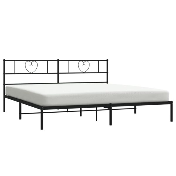 vidaXL Metal Bed Frame with Headboard Black 72"x83.9" California King - Image 3