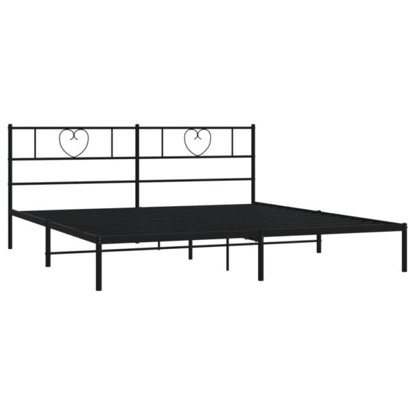 vidaXL Metal Bed Frame with Headboard Black 72"x83.9" California King - Image 4