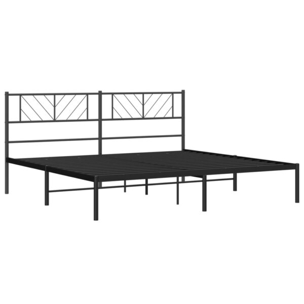 vidaXL Metal Bed Frame with Headboard Black 72"x83.9" California King - Image 9