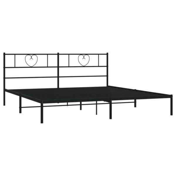 vidaXL Metal Bed Frame with Headboard Black 76"x79.9" King - Image 4