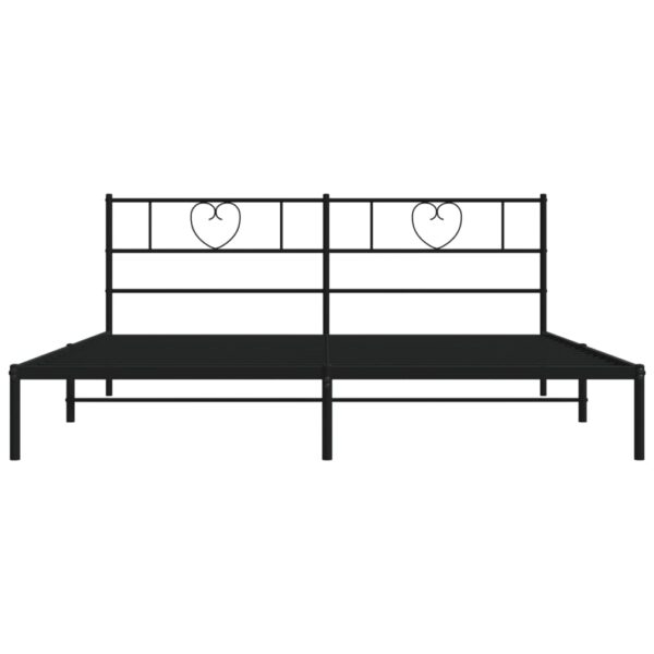 vidaXL Metal Bed Frame with Headboard Black 76"x79.9" King - Image 5