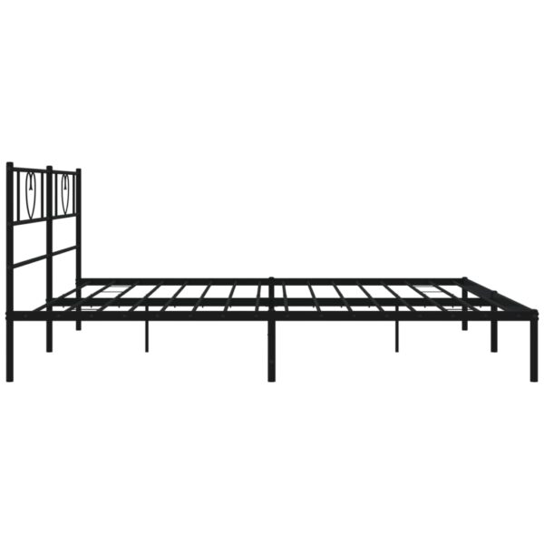 vidaXL Metal Bed Frame with Headboard Black 76"x79.9" King - Image 6