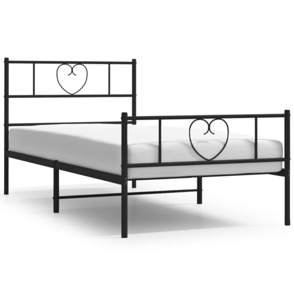 vidaXL Metal Bed Frame with Headboard and Footboard Black 39.4"x74.8" Twin - Image 2