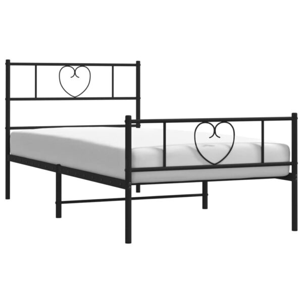 vidaXL Metal Bed Frame with Headboard and Footboard Black 39.4"x74.8" Twin - Image 3