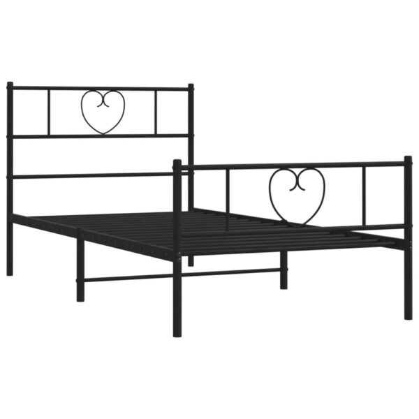 vidaXL Metal Bed Frame with Headboard and Footboard Black 39.4"x74.8" Twin - Image 4