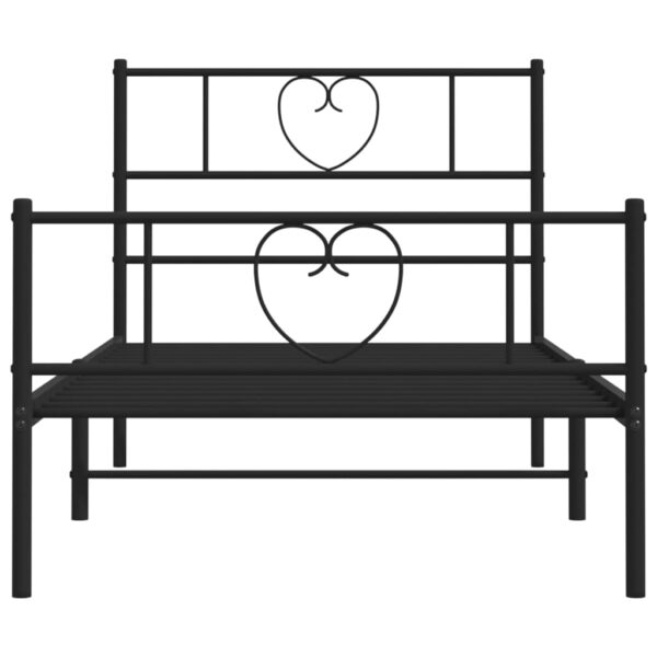 vidaXL Metal Bed Frame with Headboard and Footboard Black 39.4"x74.8" Twin - Image 5